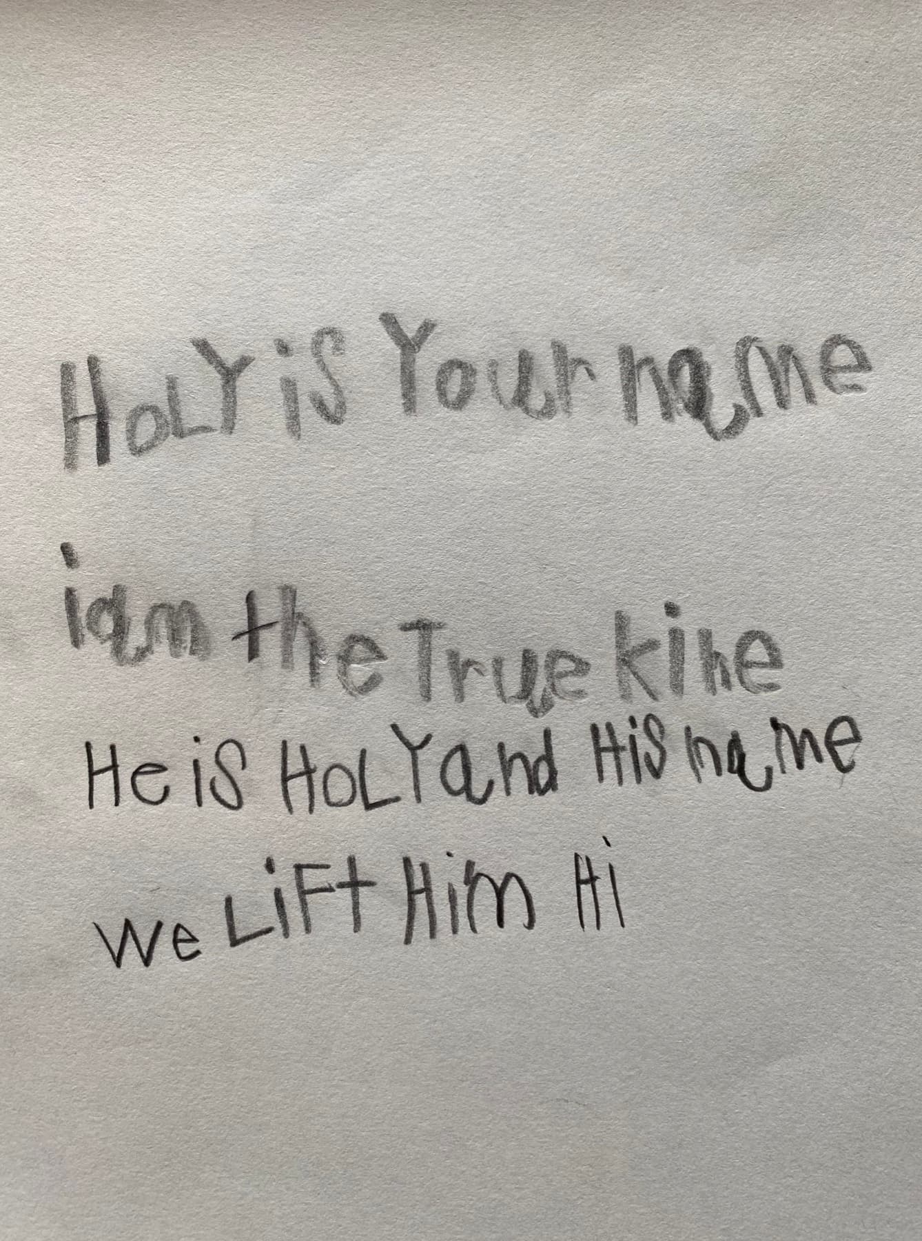 Handwritten child lyric ideas from The Gartleys family songwriting notebook